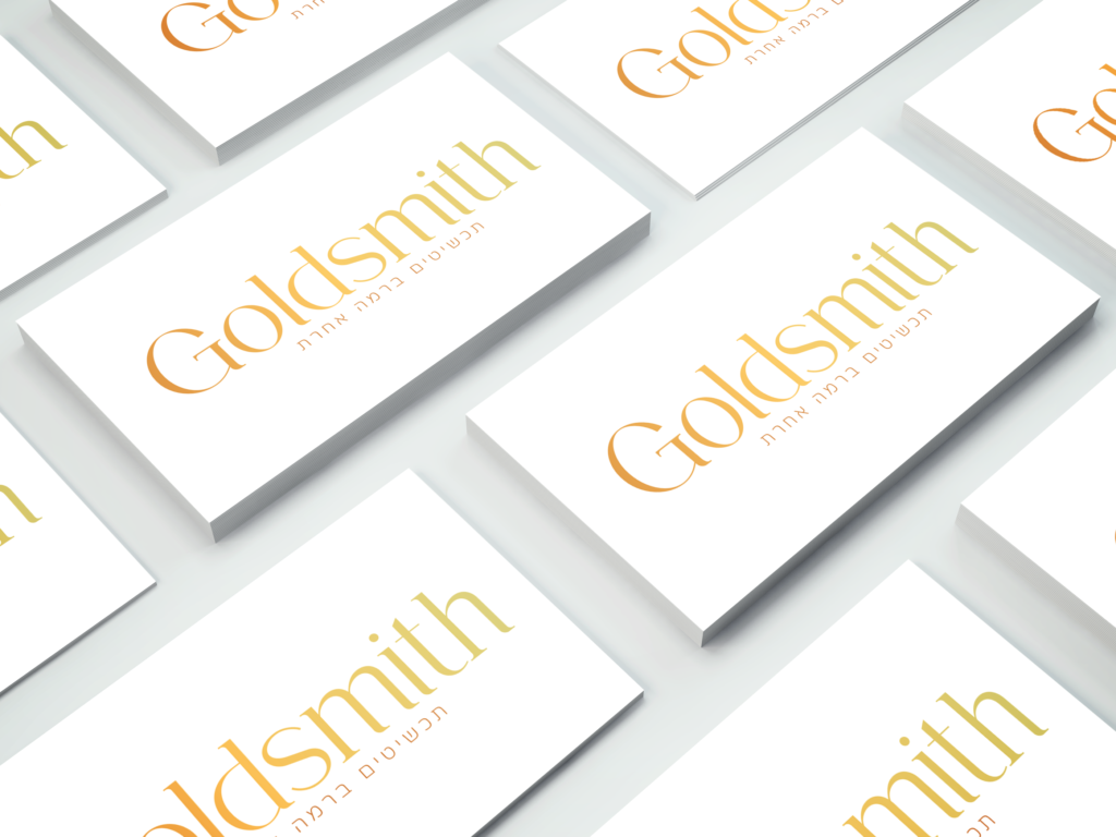 כרטיס ביקור מעוצב על מוקאפ גולד סמייט