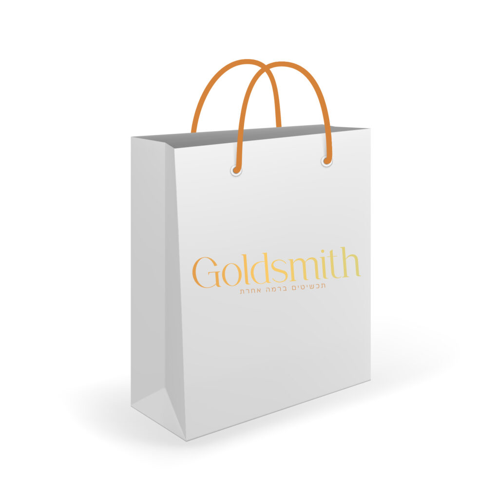 גולד סמייט-לוגו מעוצב על שקית מוקאפ